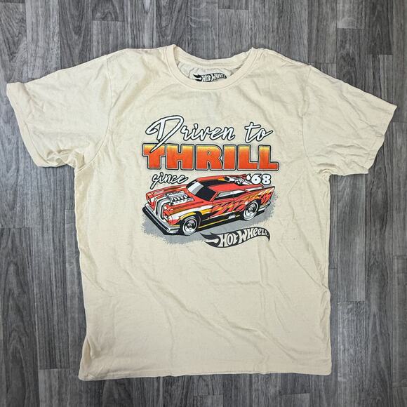 Hot Wheels Driven to Thrill Since ’68 Muscle Car Graphic Tee Shirt Cream - Picture 1 of 5